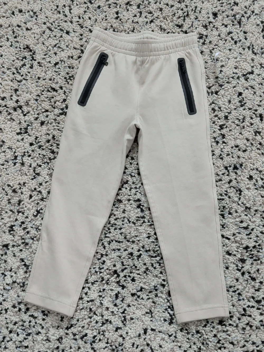 Old Navy Cream Pull-On Jogger Pants with Black Zipper Details